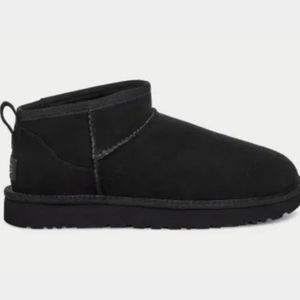 UGG classic ultra mini black suede boots.  Size is 9.  New without box.